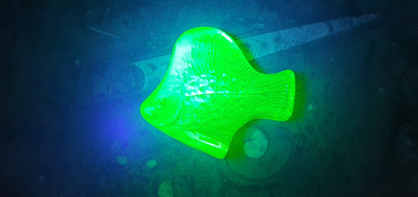 Glowing Uranium glass Fish figure collectible item