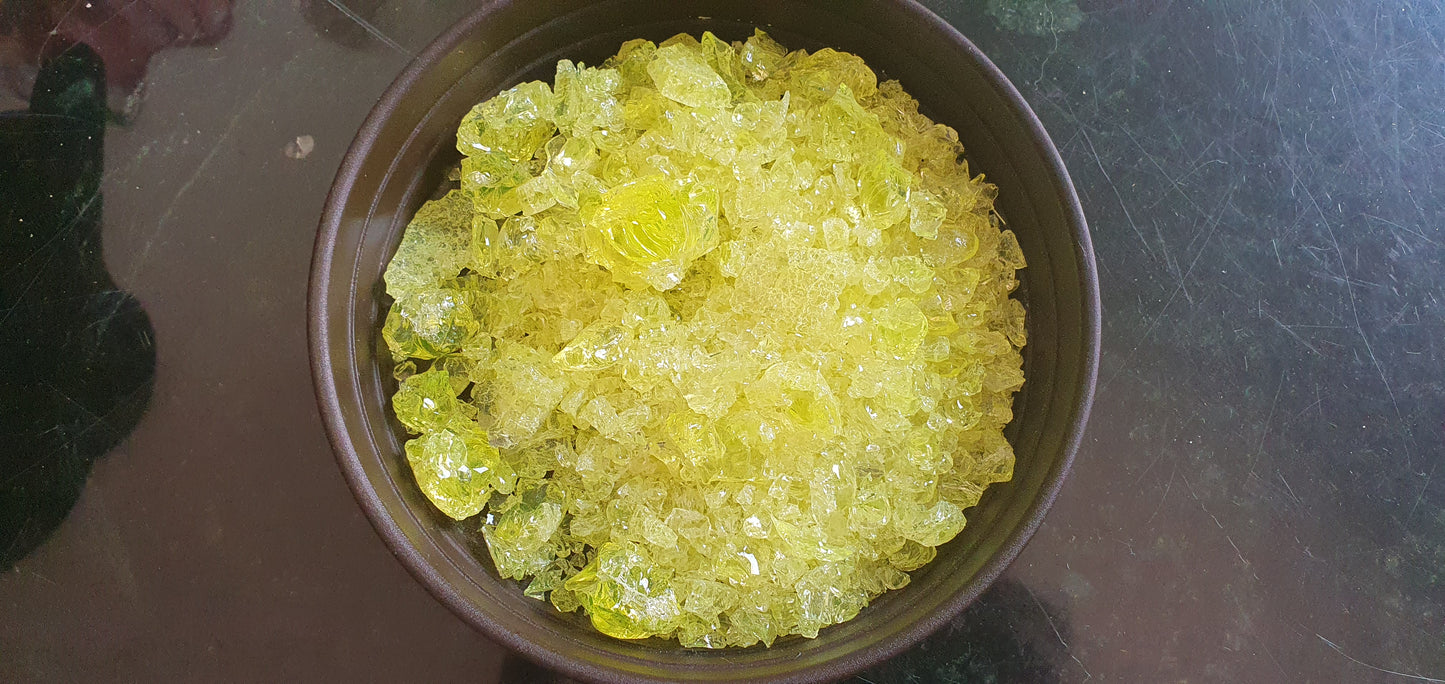 Raw Czech Uranium glass chips vaseline glass 200g