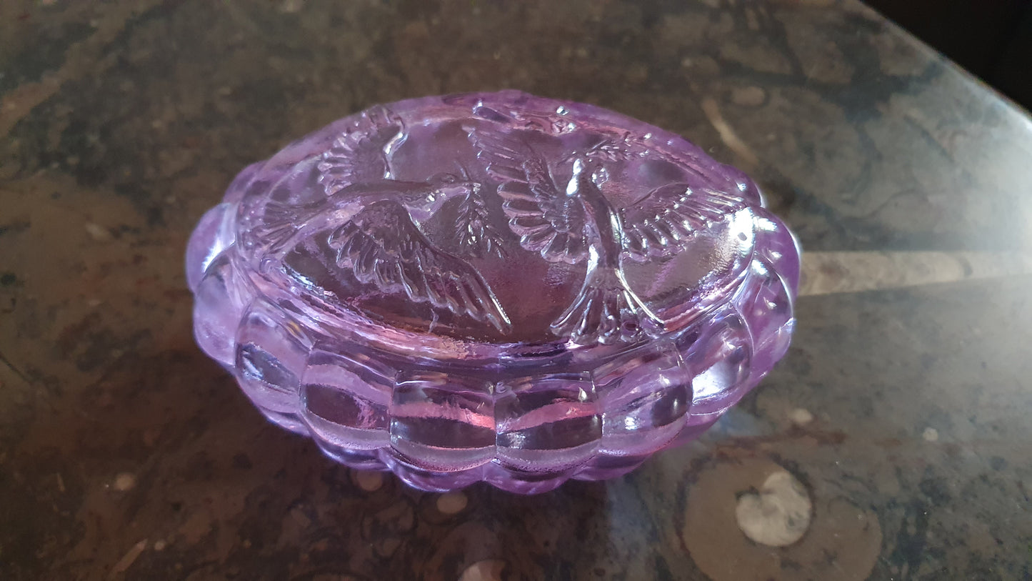 Birds Alexandrit glass bonbonier color change rare collectible item