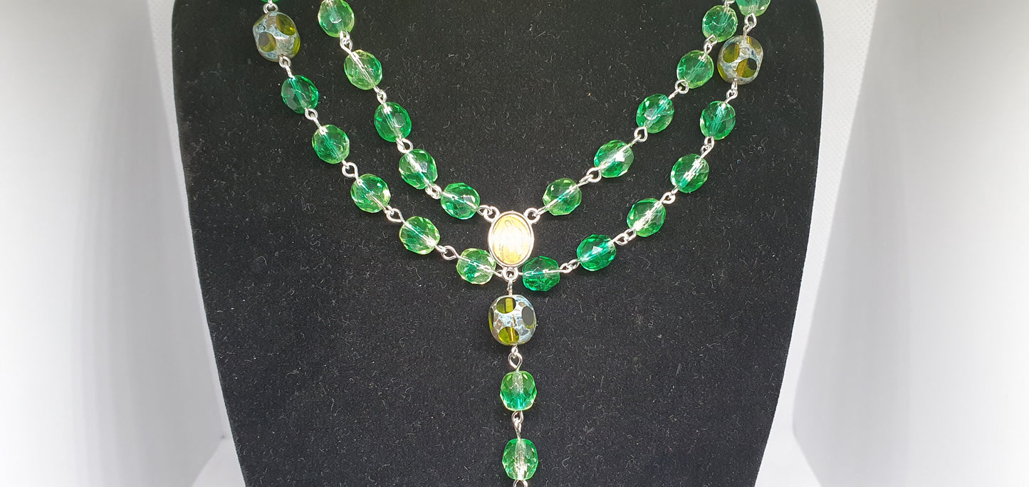 Czech uranium glass gothic necklace party jewelry #24090