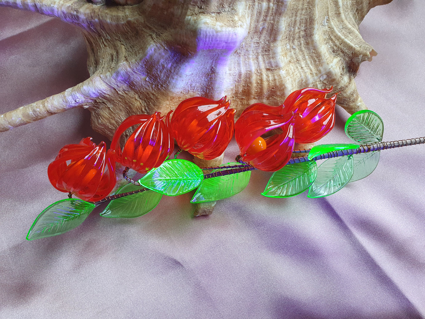 Uranium glass husk tomato physalis original czhech collectible item