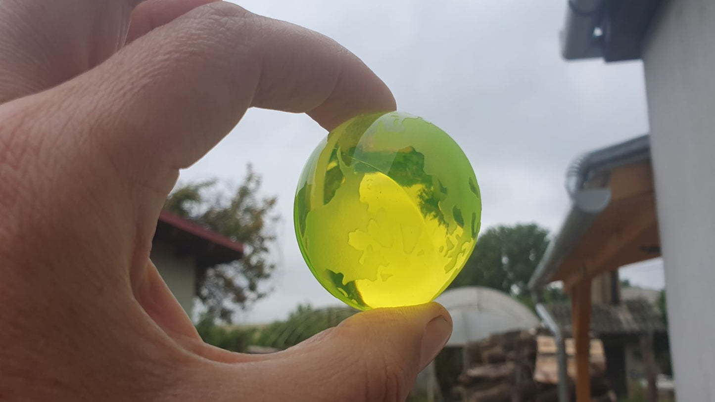 50 mm Earth globe Czech Uranium glass paperweight vaseline collectible item