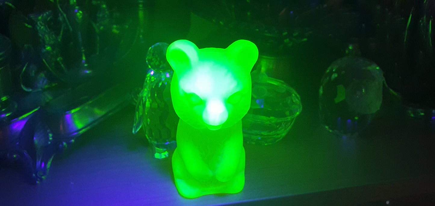 Czech Uranium glass green bear collectible