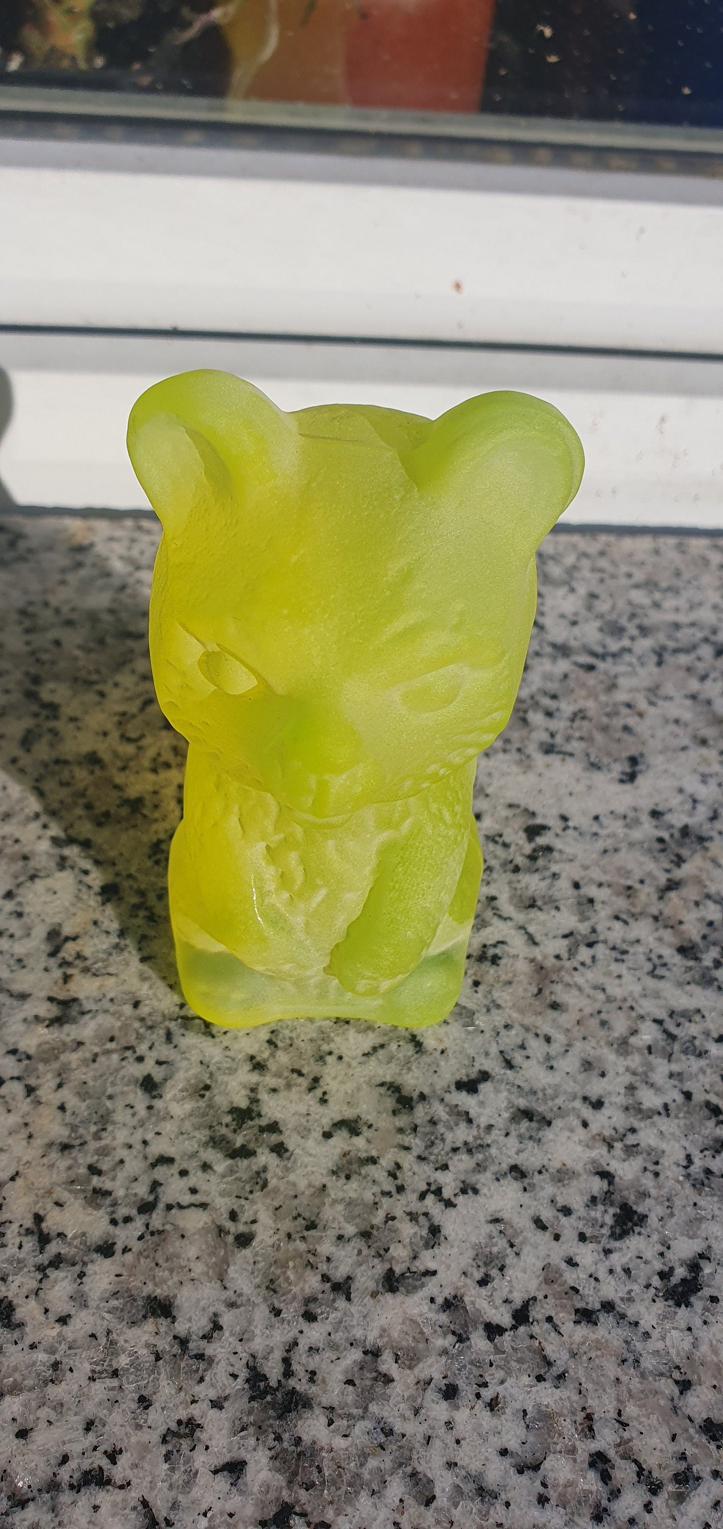 Czech Uranium glass green bear collectible