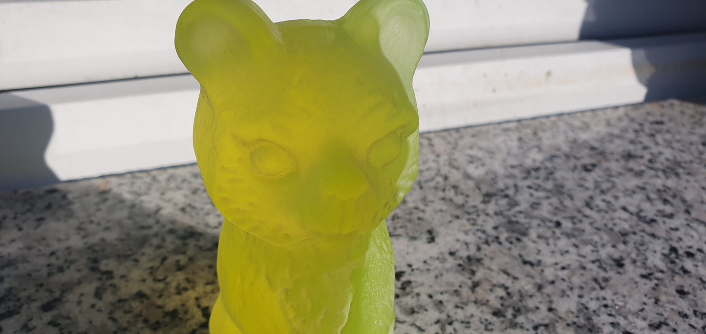 Czech Uranium glass green bear collectible