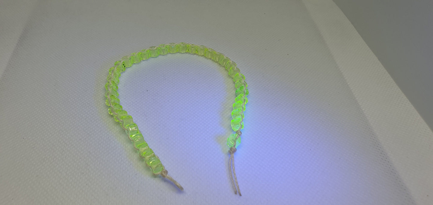 Czech Uranium glass bracelet vaseline glass beads vintage jewelry #24034