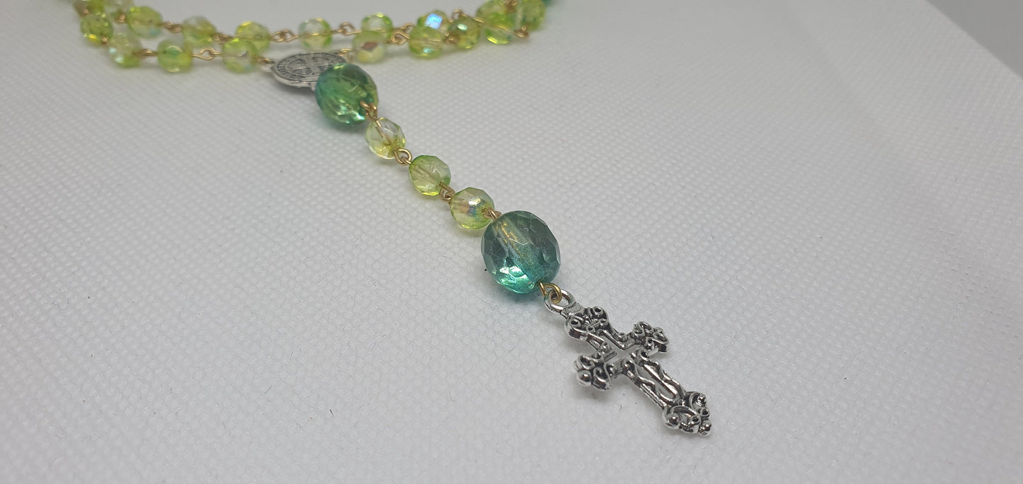 Rosary from czech glass beads vintage style jewelry #24043