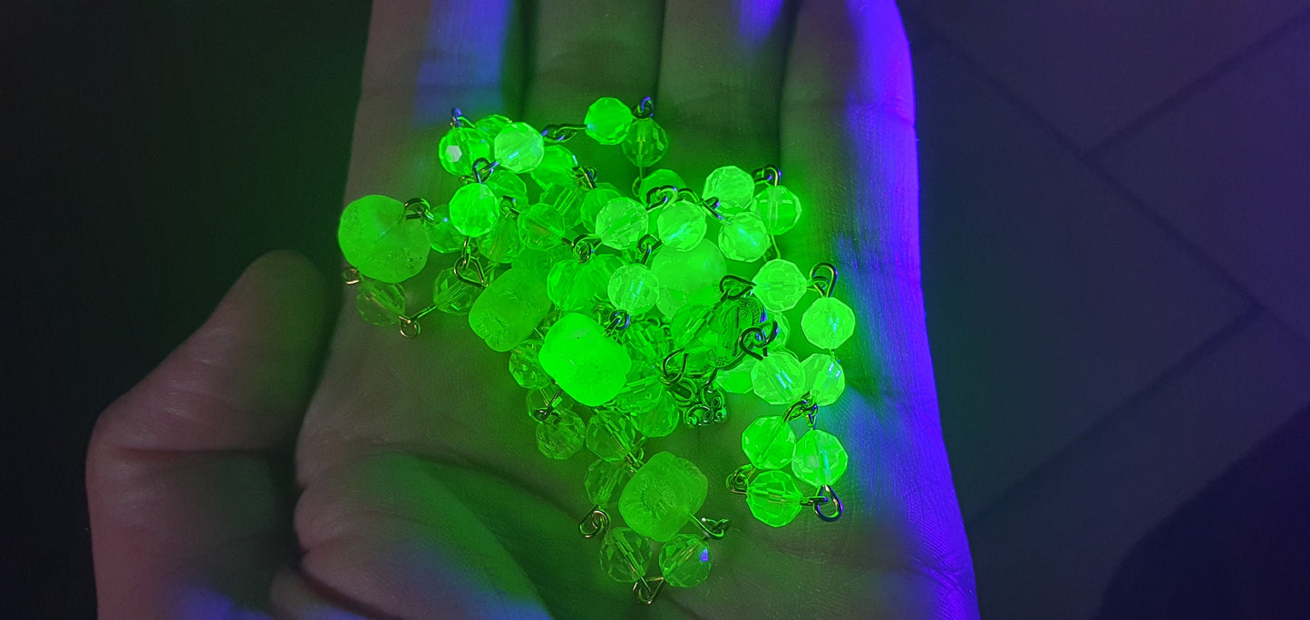 Rosary from czech Uranium glass beads vintage style jewelry #24071