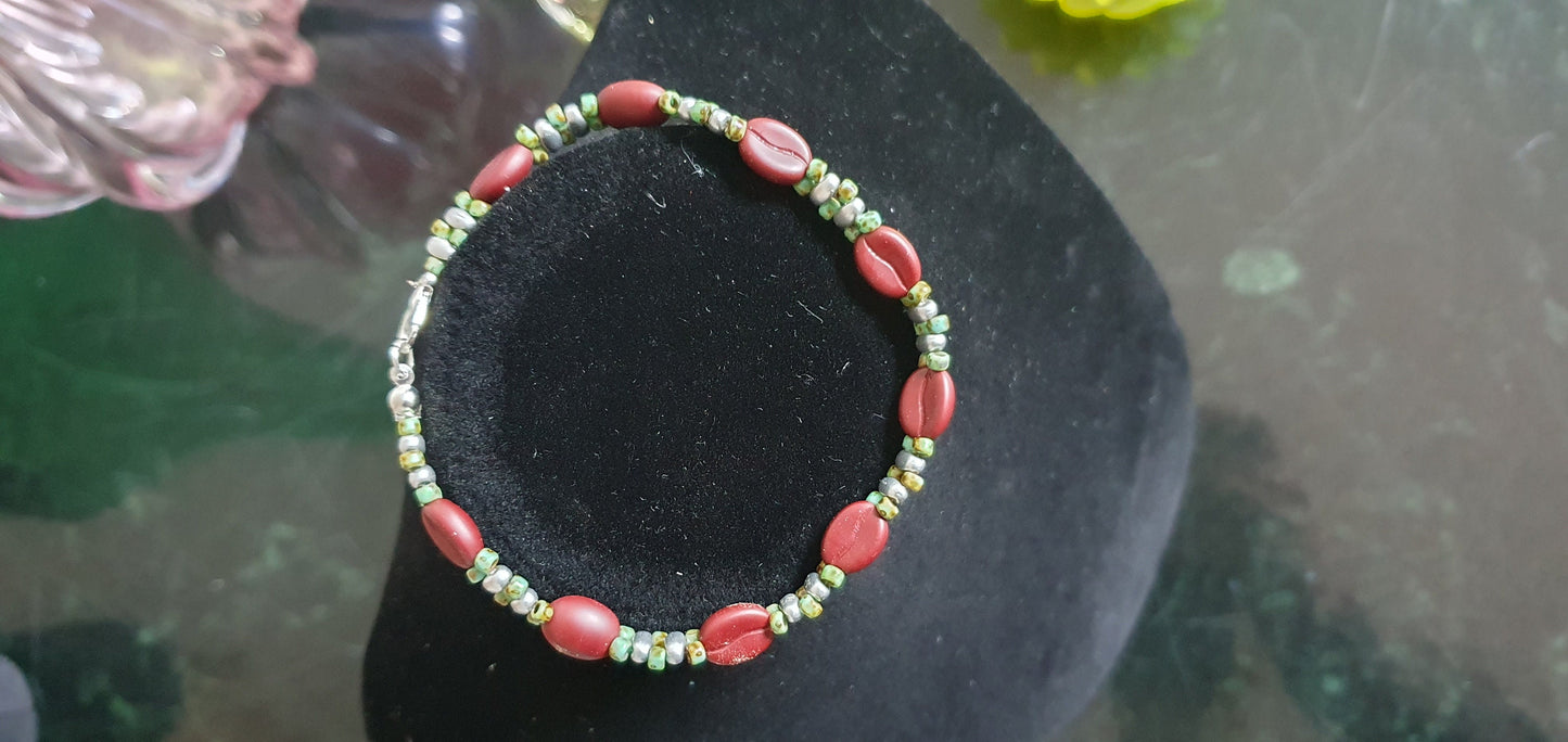 Czech Coffee bean glass beads bracelet jewelry #24072