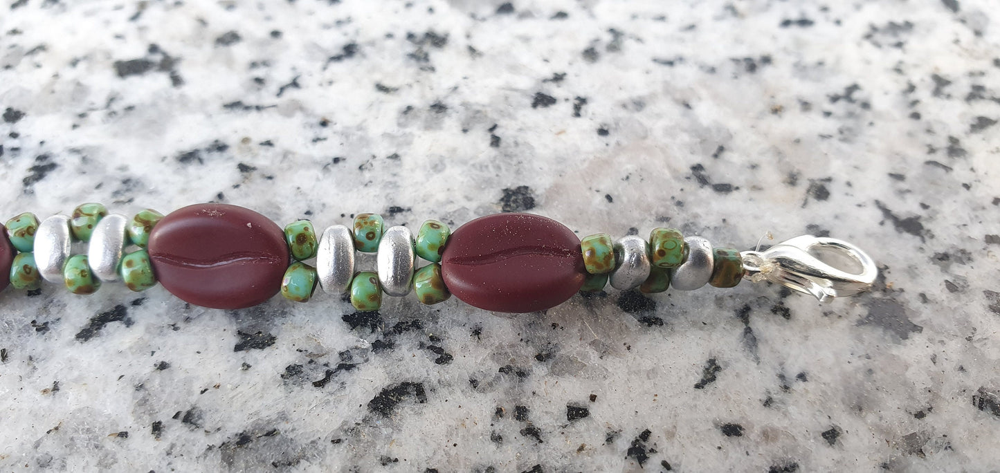 Czech Coffee bean glass beads bracelet jewelry #24072