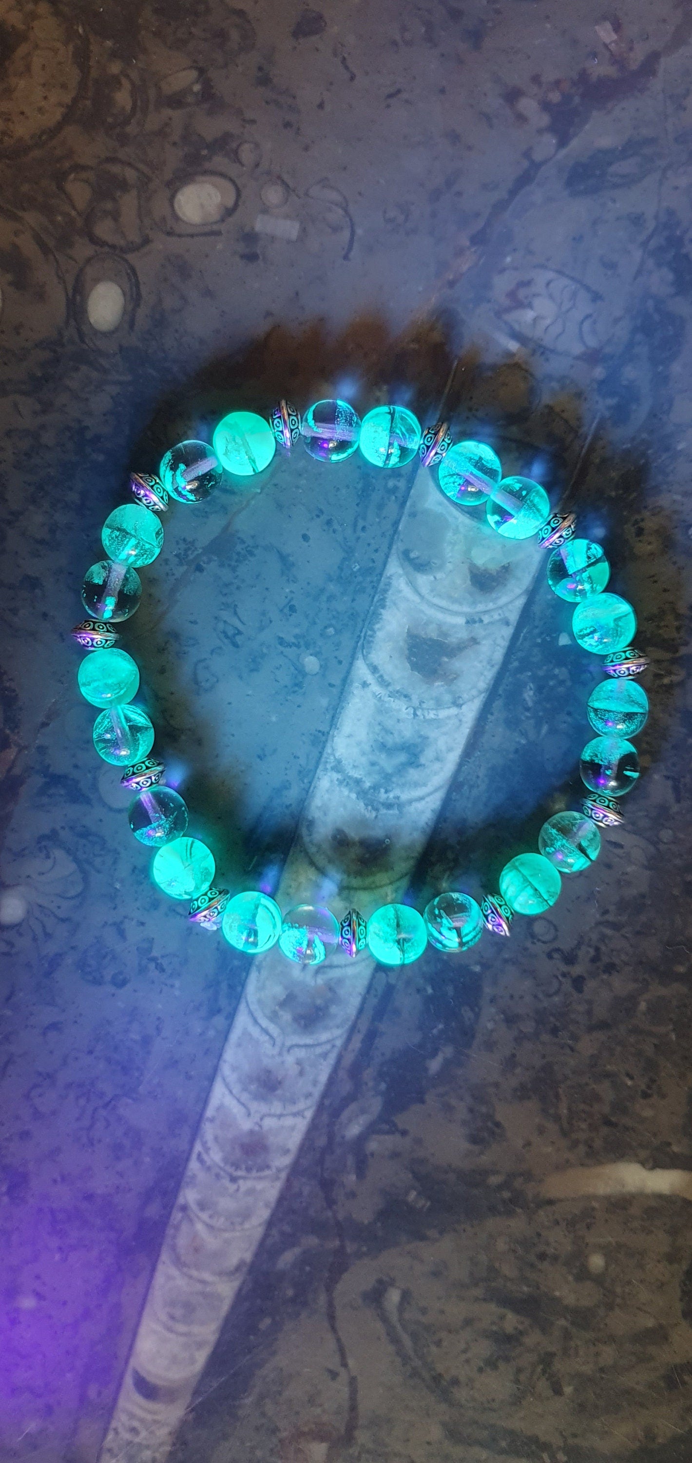 Czech UV active glass bracelet glow in the dark jewelry #24077