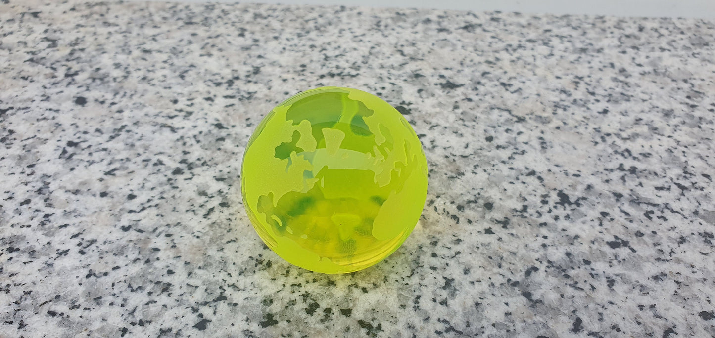 50 mm Earth globe Czech Uranium glass paperweight vaseline collectible item