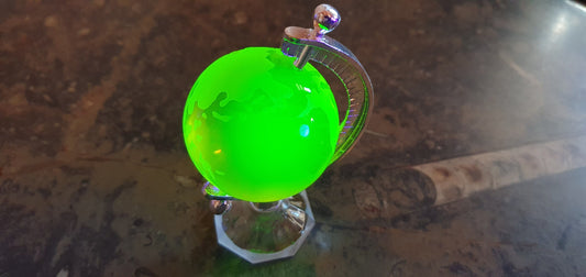 Earth globe 50mm spinning Czech Uranium glass vaseline collectible item