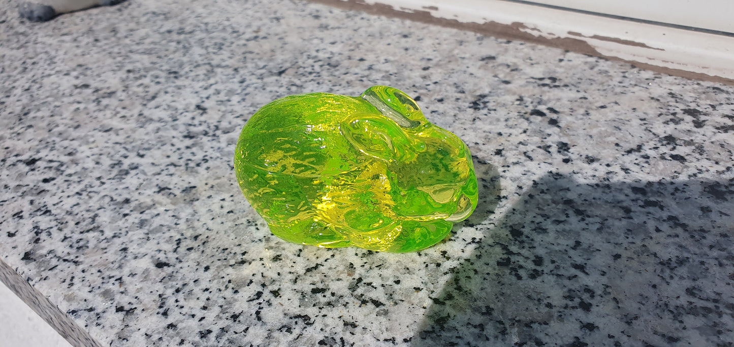 Rabbit Czech Uranium glass vaseline collectible item