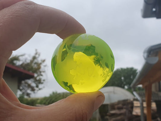 50 mm Earth globe Czech Uranium glass paperweight vaseline collectible item