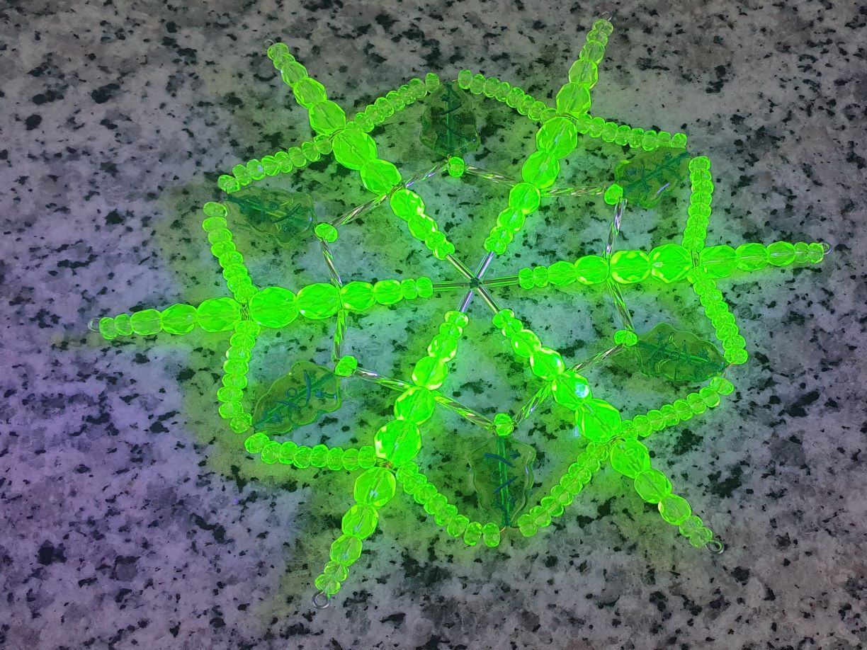 Big uranium glass snowflake Christmas star ornament decoration #01