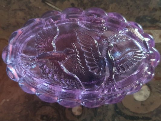 Birds Alexandrit glass bonbonier color change rare collectible item