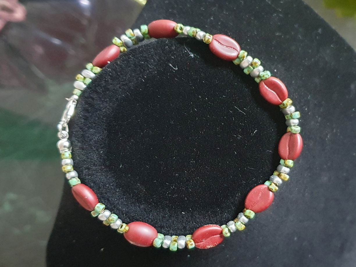 Czech Coffee bean glass beads bracelet jewelry #24072